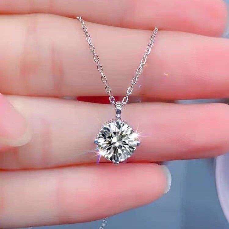 Moissanite Necklace 4C 1.0ct & 2.0ct (6.5mm & 8mm)