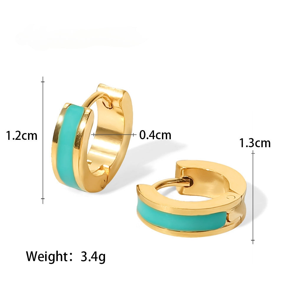 Enamel Huggie Earrings
