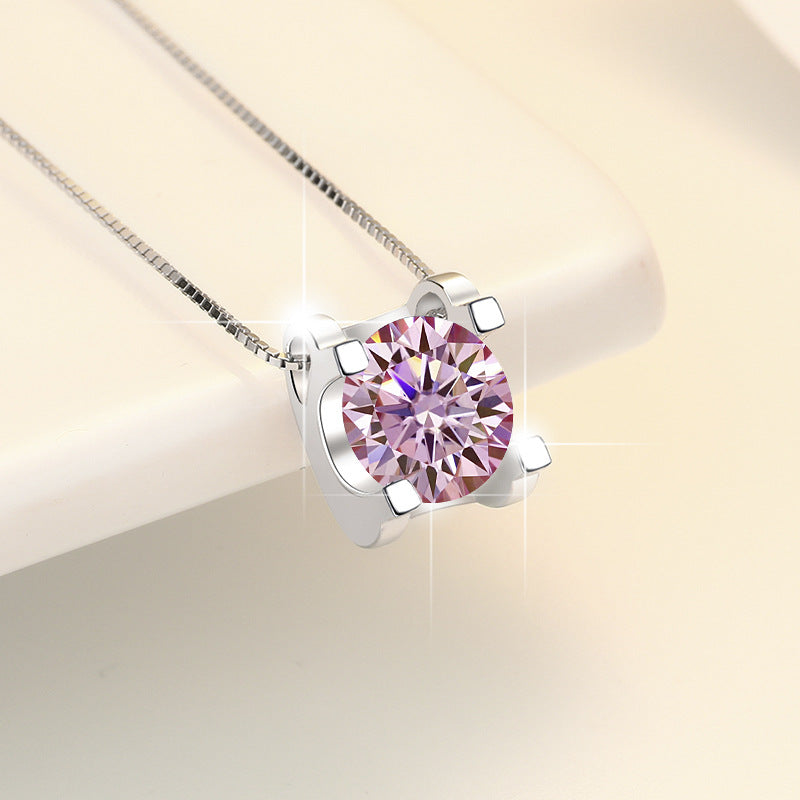 Moissanite Necklace CW 1.0ct & 2.0ct (6.5mm & 8mm)