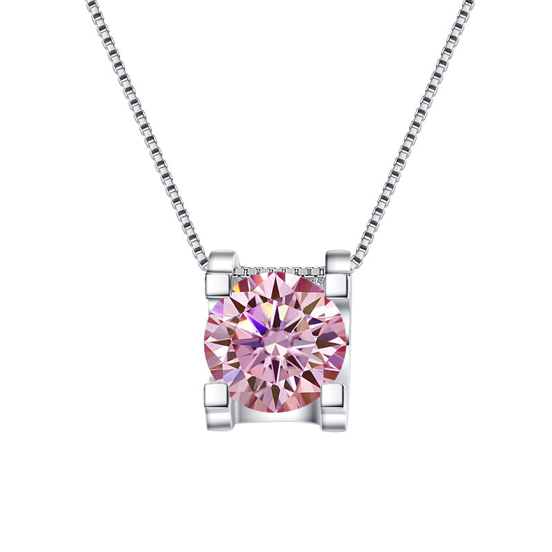Moissanite Necklace CW 1.0ct & 2.0ct (6.5mm & 8mm)