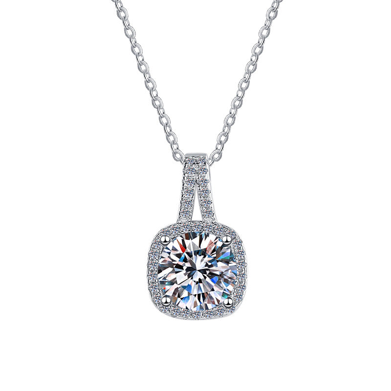 Moissanite Necklace 4GA 1.0ct & 2.0ct (6.5mm & 8mm)