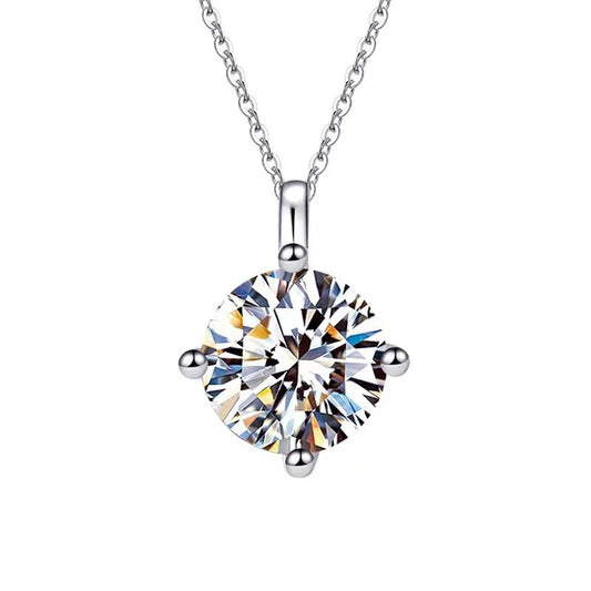 Moissanite Necklace 4C 1.0ct & 2.0ct (6.5mm & 8mm)