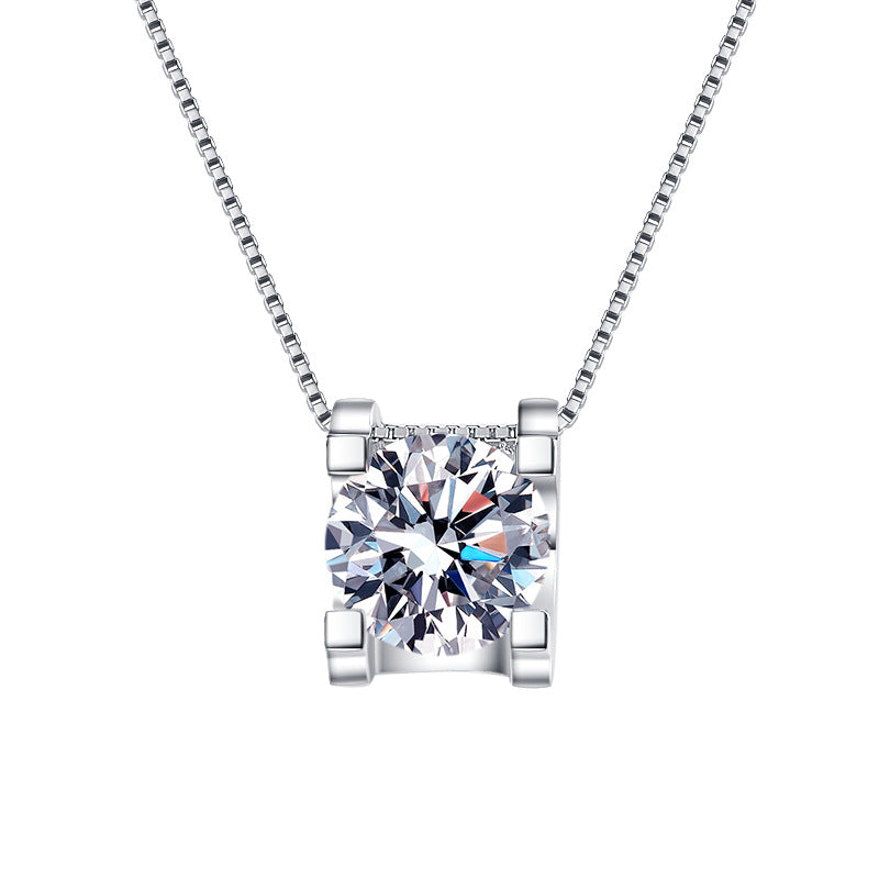 Moissanite Necklace CW 1.0ct & 2.0ct (6.5mm & 8mm)