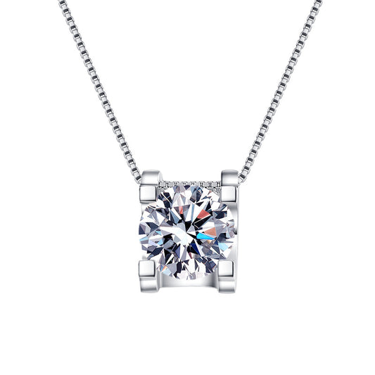 Moissanite Necklace CW 1.0ct & 2.0ct (6.5mm & 8mm)