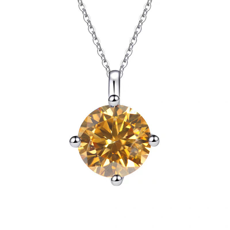 Moissanite Necklace 4C 1.0ct & 2.0ct (6.5mm & 8mm)