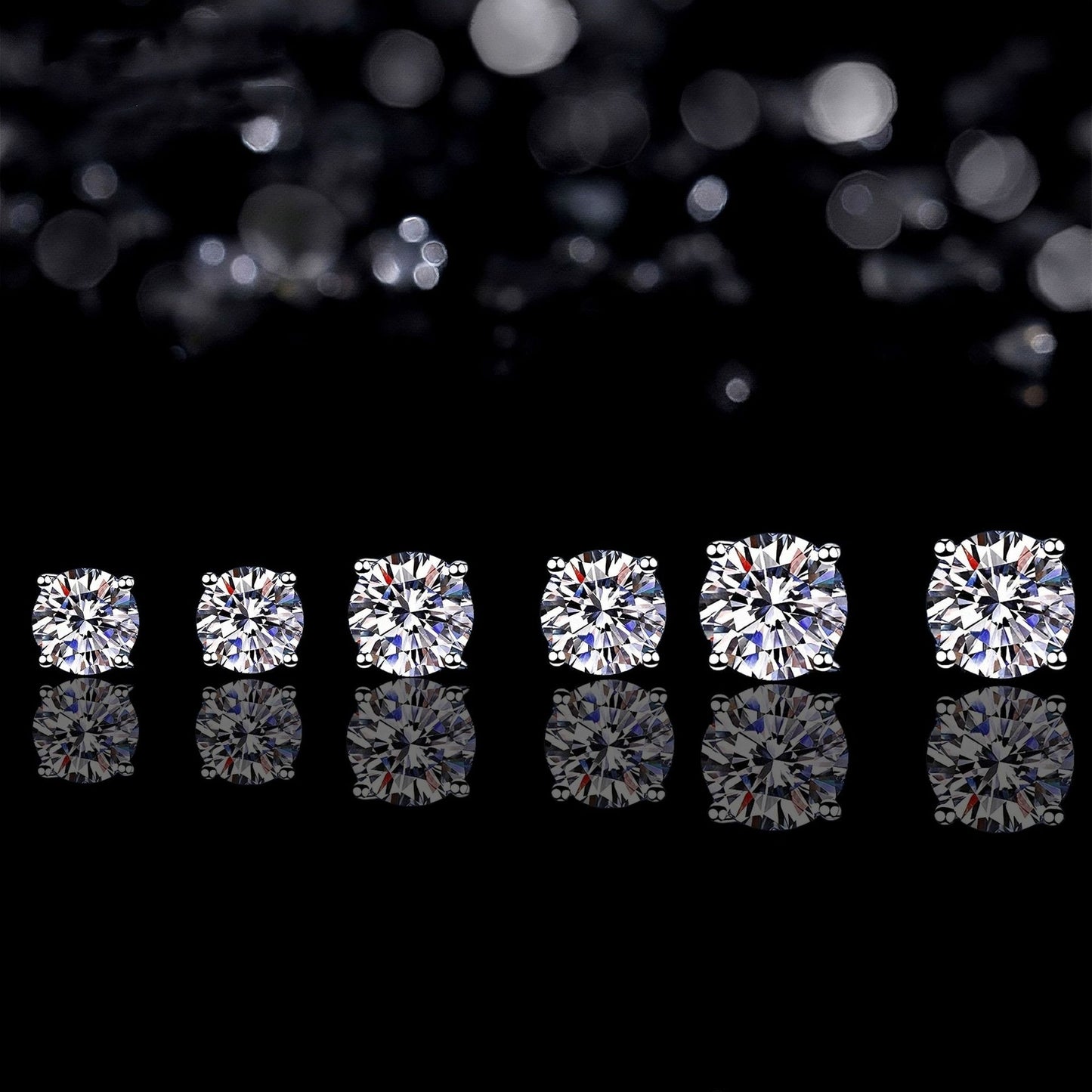 Moissanite earrings 0.3ct to 3.0ct (3mm to 9mm)