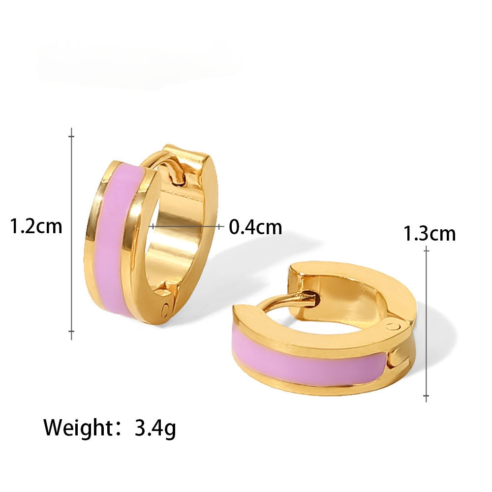 Enamel Huggie Earrings