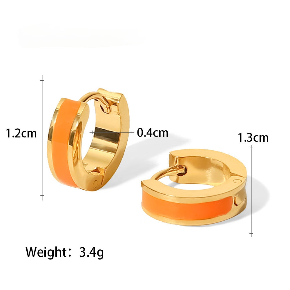Enamel Huggie Earrings