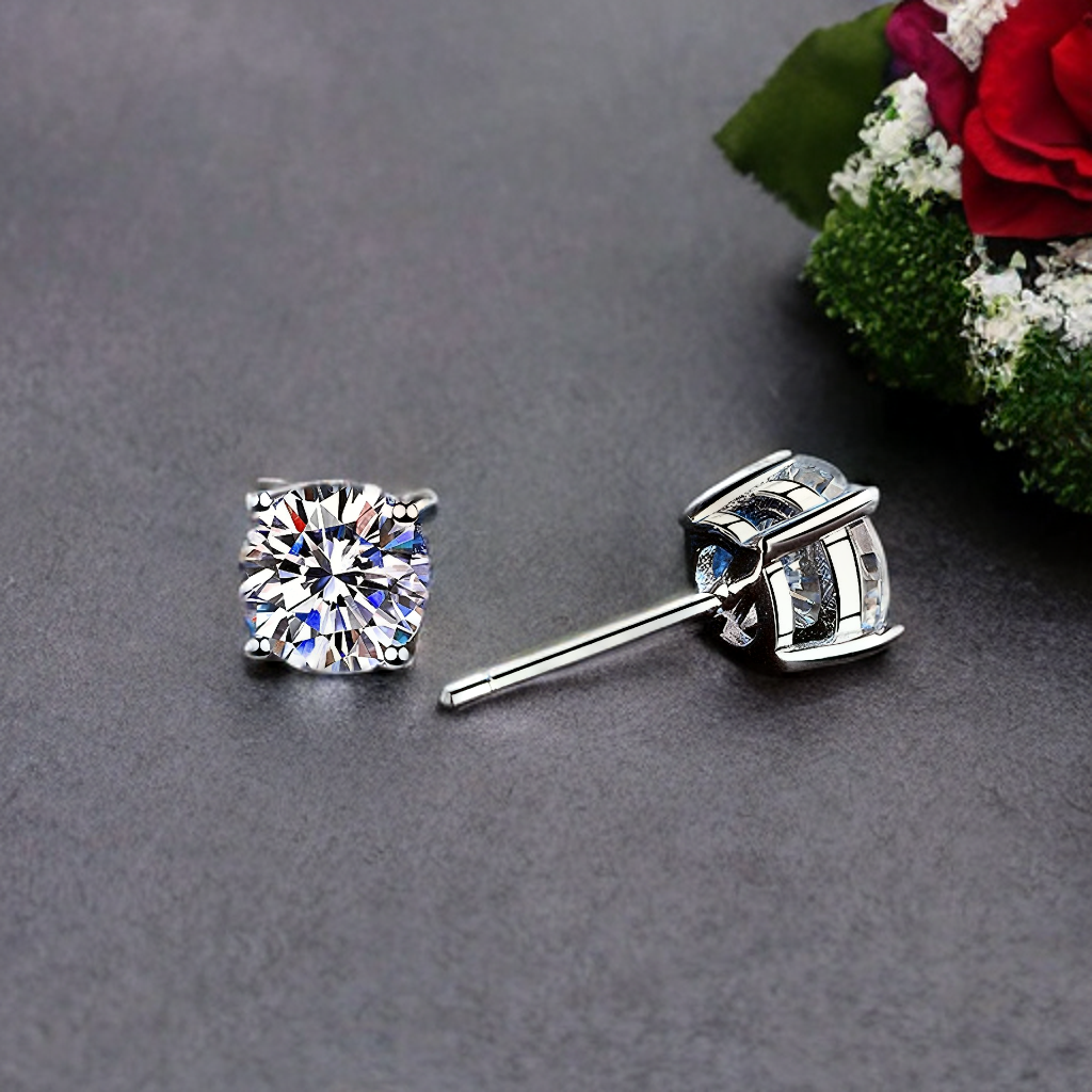 Moissanite earrings 0.3ct to 3.0ct (3mm to 9mm)