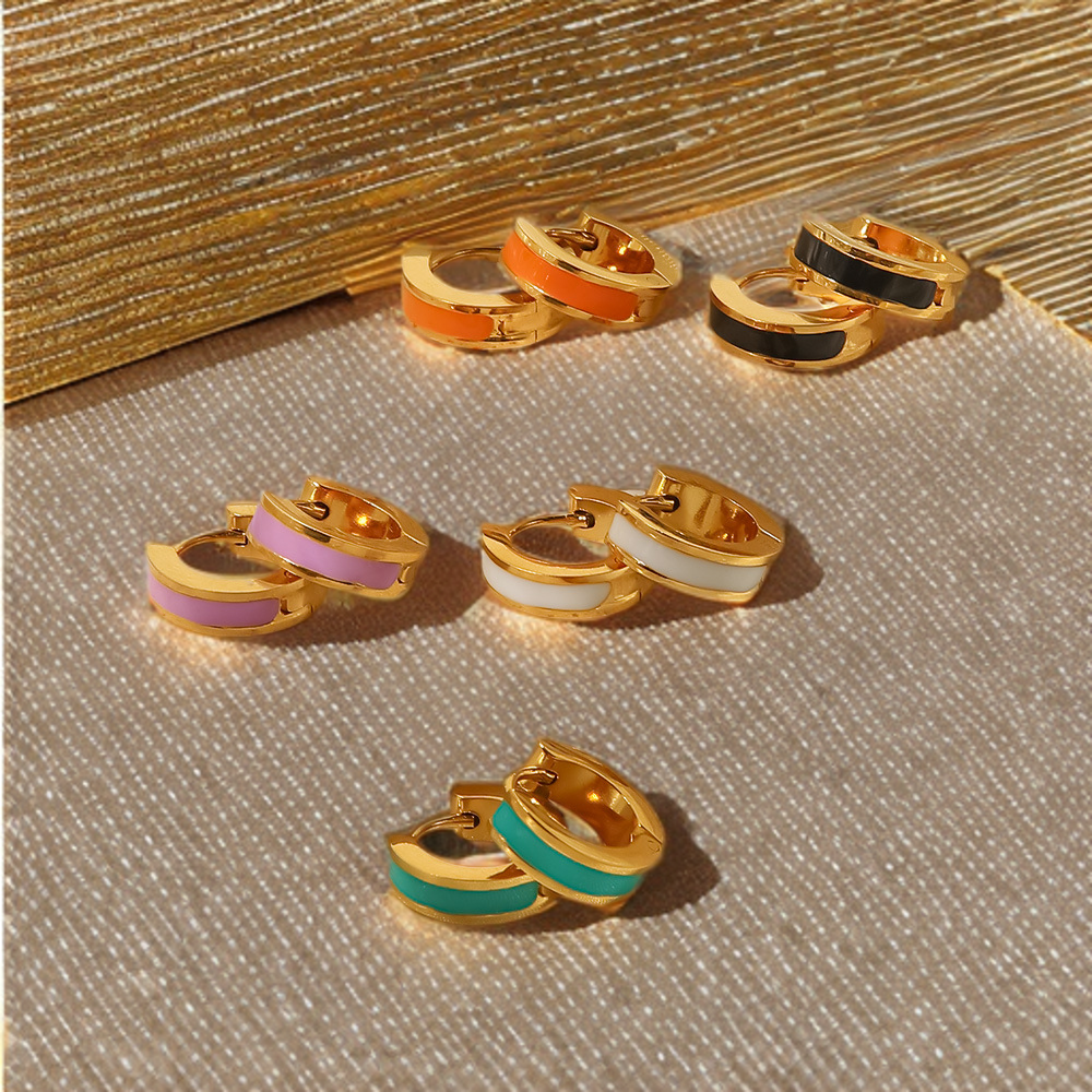Enamel Huggie Earrings